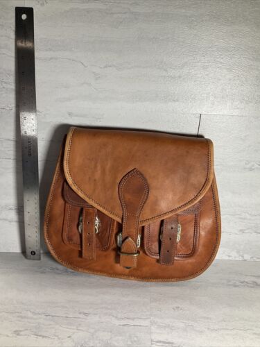 Women Vintage Style Genuine Brown Leather Crossbody Shoulder Bag Handmade Purse (6922789224631)
